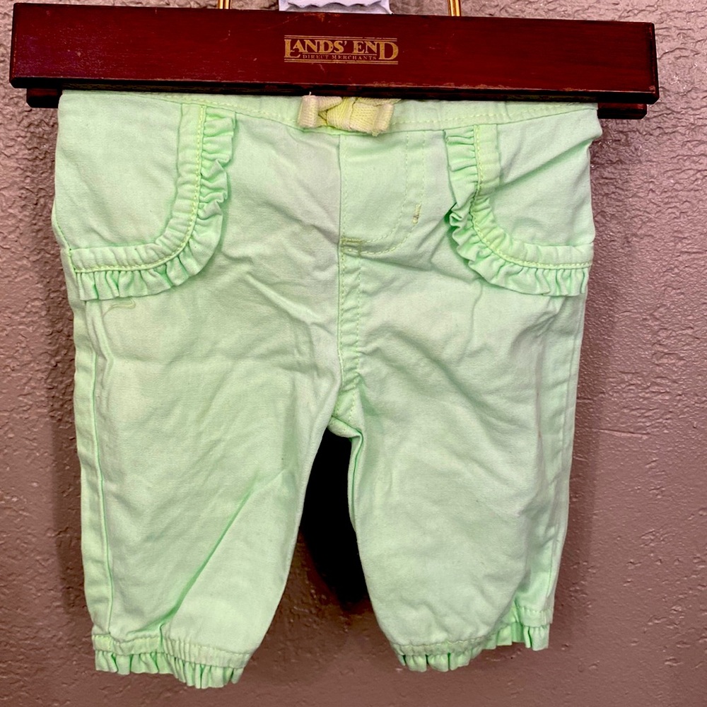 Garanimals lime green pants with ruffle pockets
